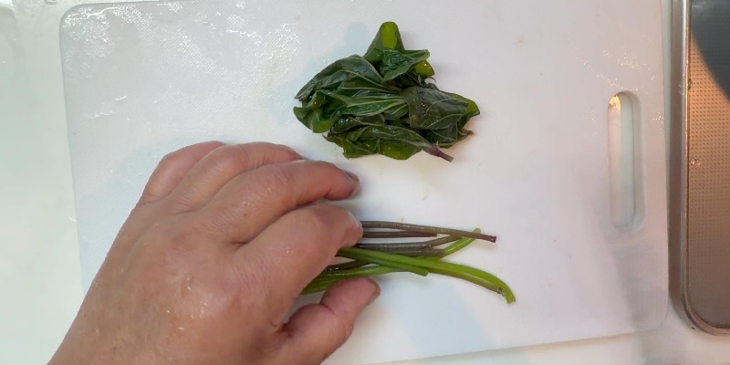 サツマイモの葉茎茹水切後